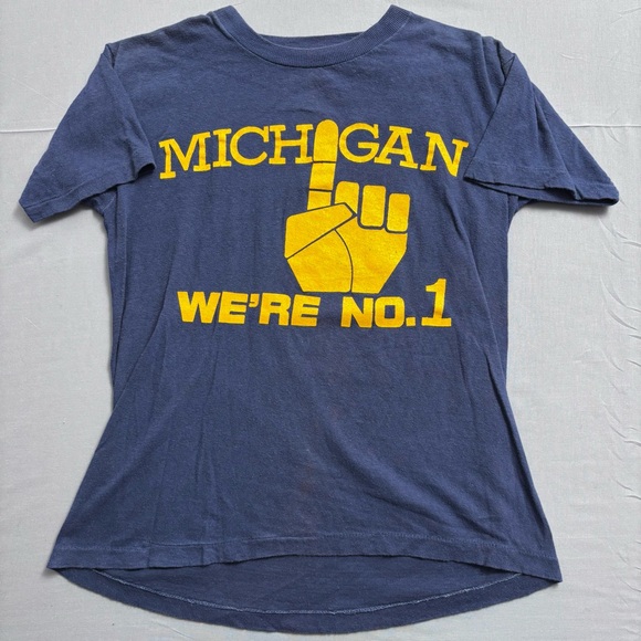Vintage Michigan Ohio State Rivalry Graphic Blue Yellow Men's T-Shirt M - Picture 2 of 8